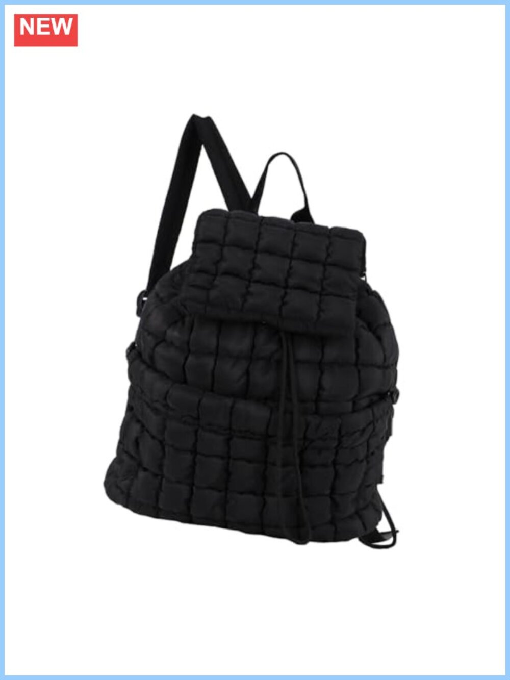 Quilted Puffer Backpack Nylon Lightweight Drawstring 18L for Gym Travel